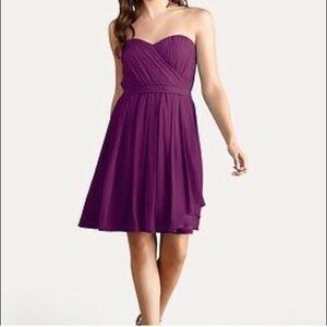 Jenny Yoo Deep Purple Strapless Mini Cocktail Dress